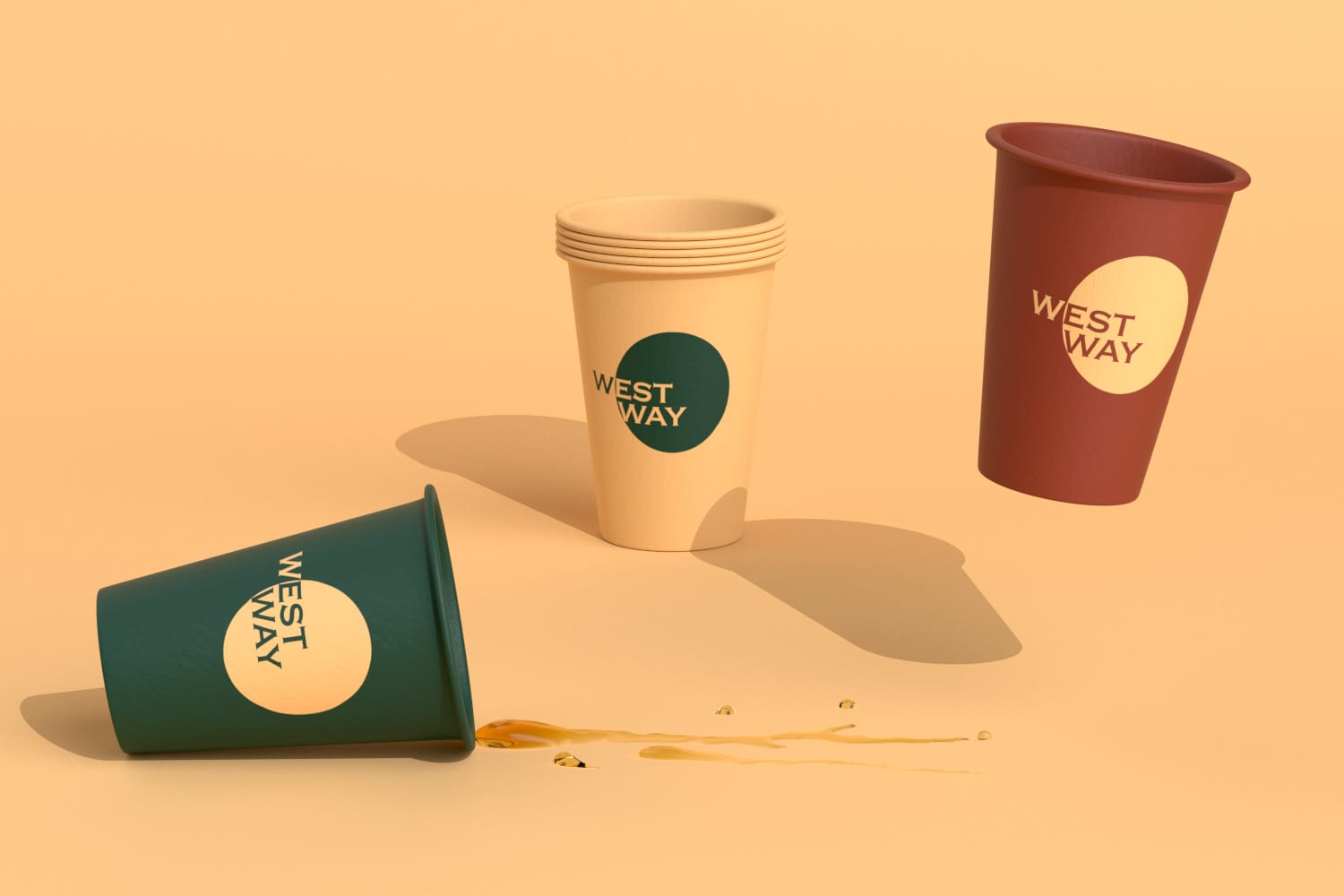 Various westway hot cup on orange background