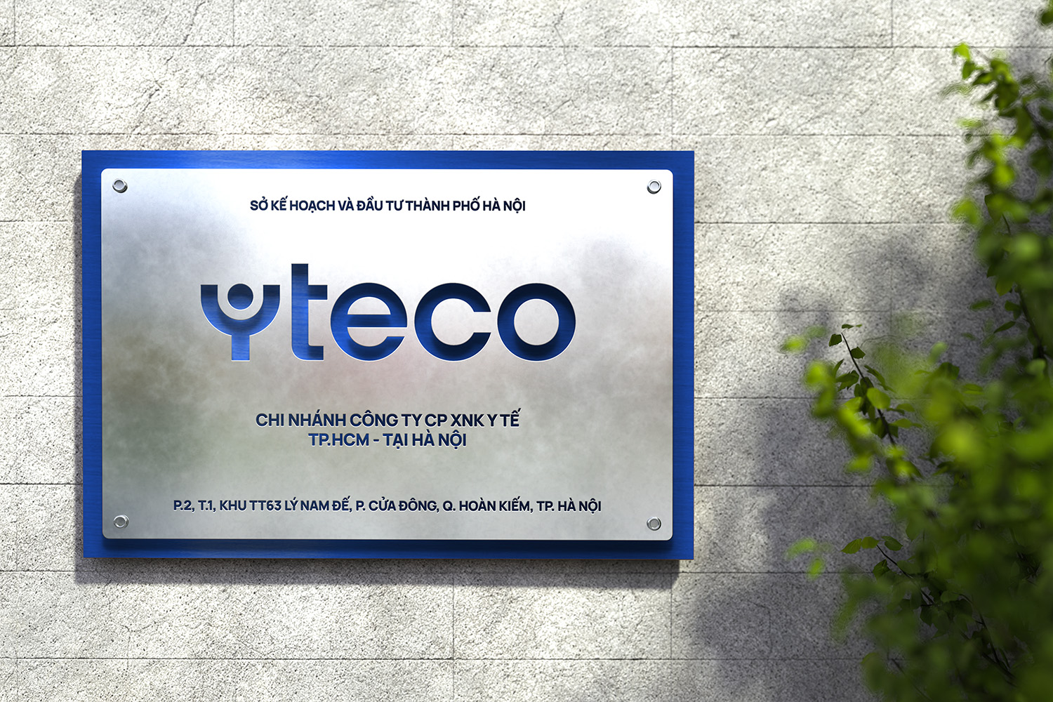 YTECO silver signage design mockup