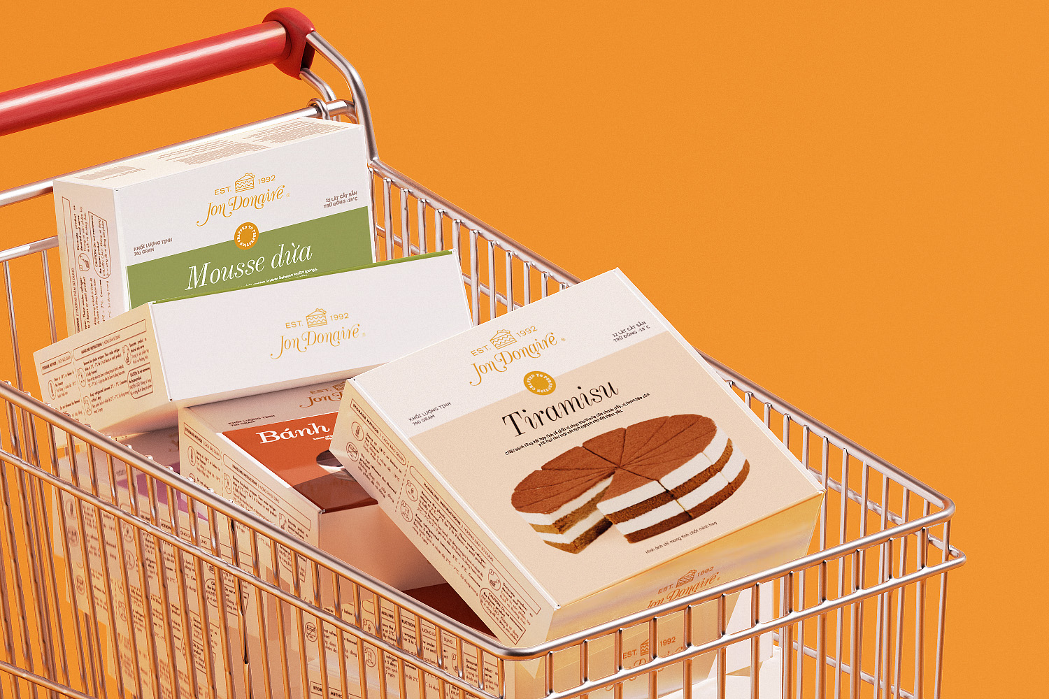 Shopping cart of Jon Donaire frozen cakes by Rich Products