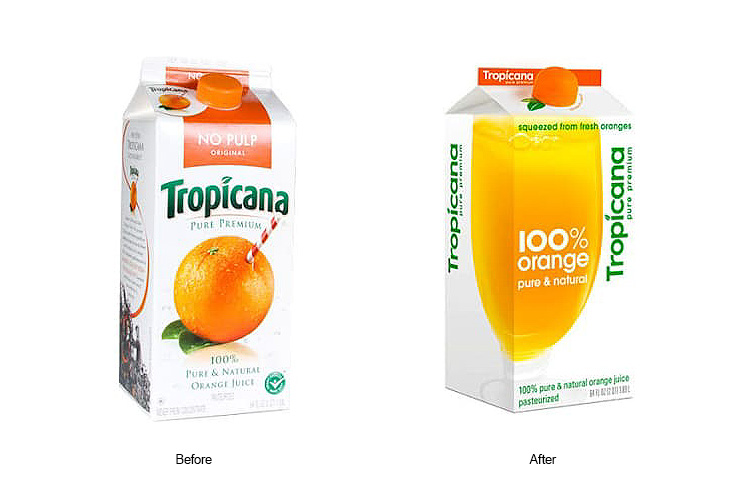 Tropicana packaging design before and after